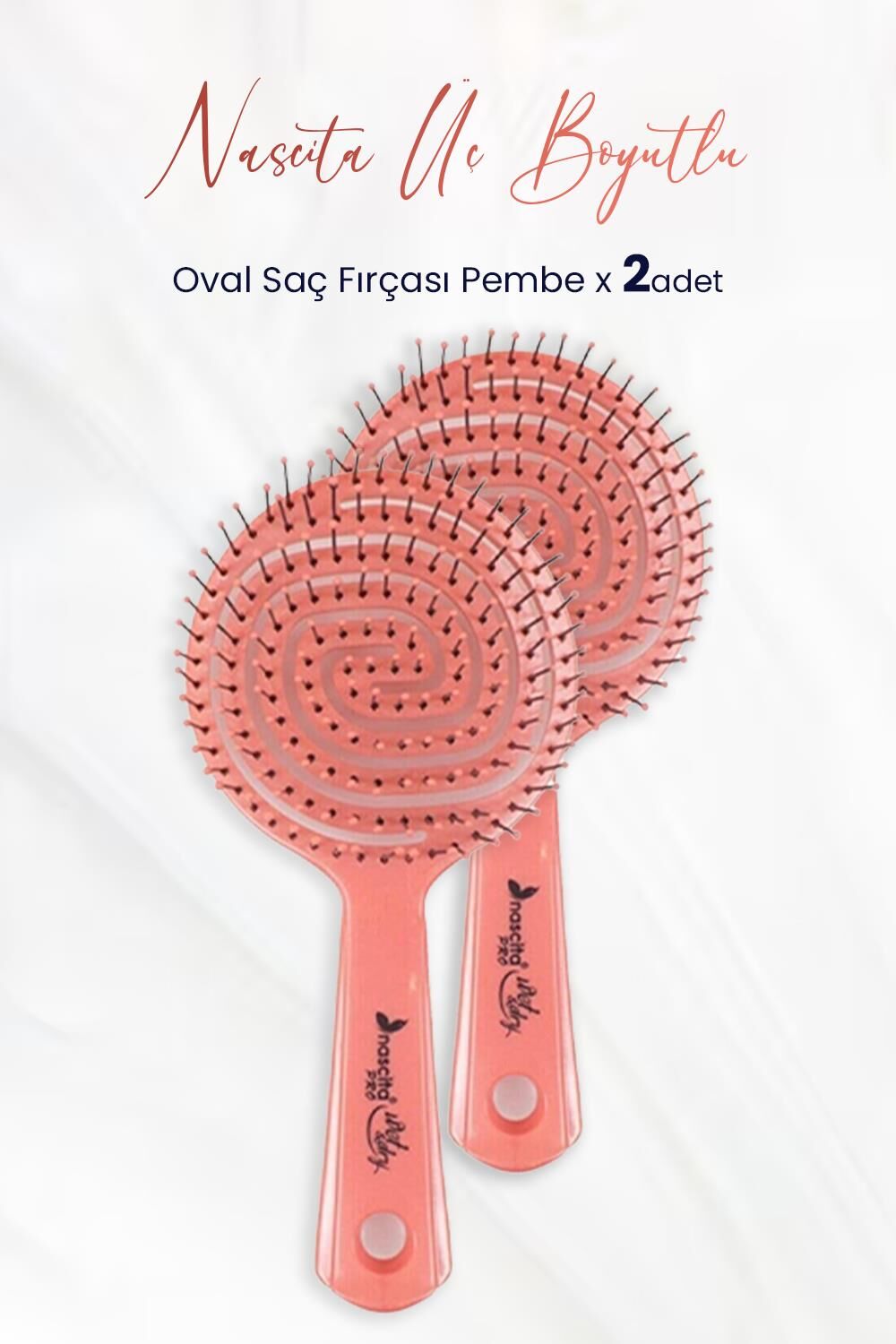 Nascita Üç Boyutlu Oval Saç Fırçası Pembe x 2 Adet