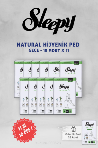 11 AL 10 ÖDE Sleepy Natural Hassas Hijyenik Ped Gece 18 Adet ve 32 li Günlük Ped