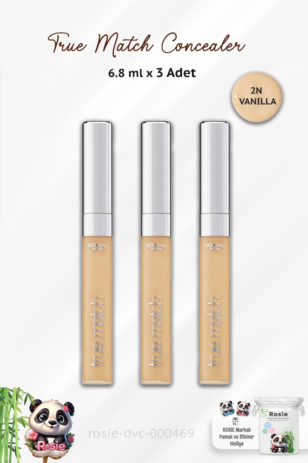 3 Adet Loreal Paris True Match Concealer 2N Vanilla ve ROSIE