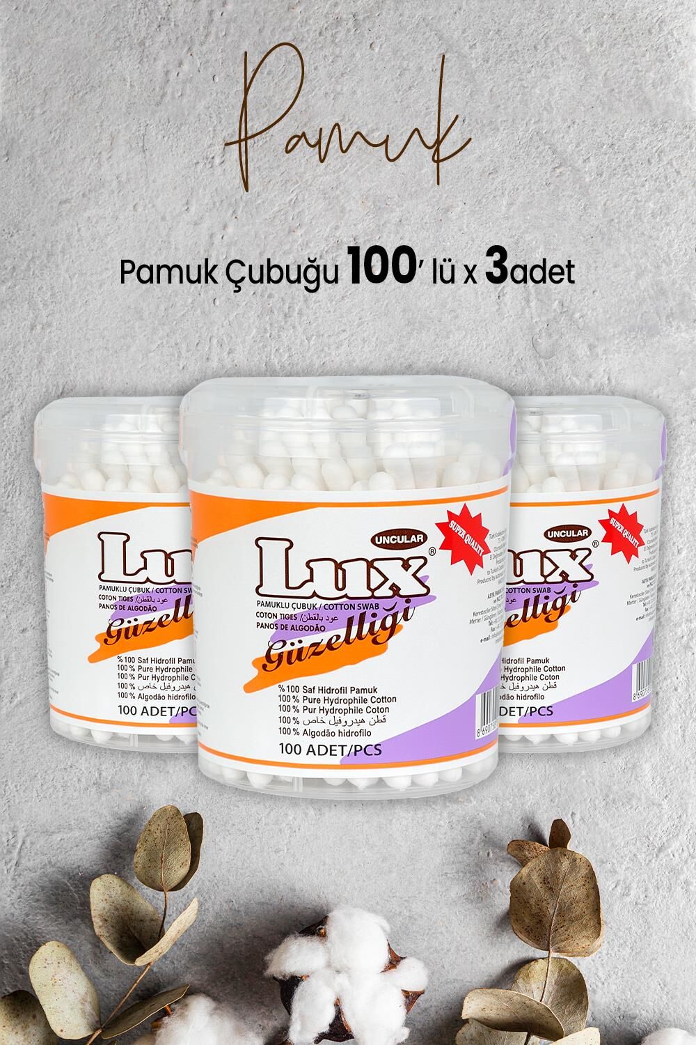 Lux Pamuk Çubuğu 100' lü x 3 Adet
