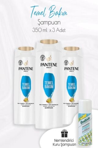 Pantene Şampuan Pro-V Temel Bakım 350 ml x 3 Adet ve Kuru Şampuan 50 ml