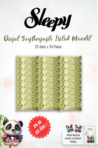 Sleepy 24 AL 22 ÖDE Zeytinyağlı Islak Mendil 25'li ve ROSIE