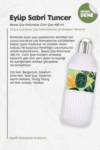 Eyüp Sabri Tuncer Beyaz Çay Kolonyası Cam Şişe 400 ml