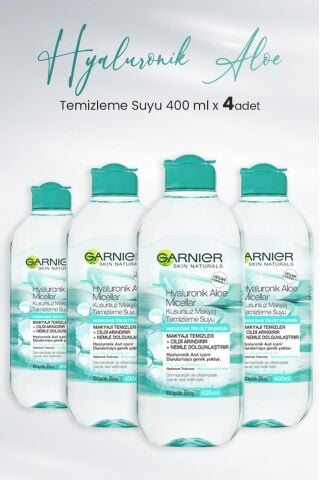 Garnier Micellar Temizleme Suyu Hyaluronik Aloe 400 ml x 4 Adet