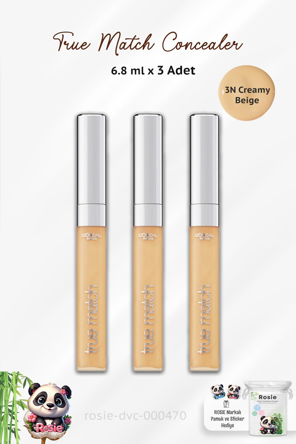 Loreal Paris True Match Concealer 3N Creamy Beige ve ROSIE
