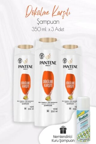 Pantene Şampuan Pro-V Dökülme Karşıtı 350 ml x 3 Adet ve Kuru Şampuan 50 ml