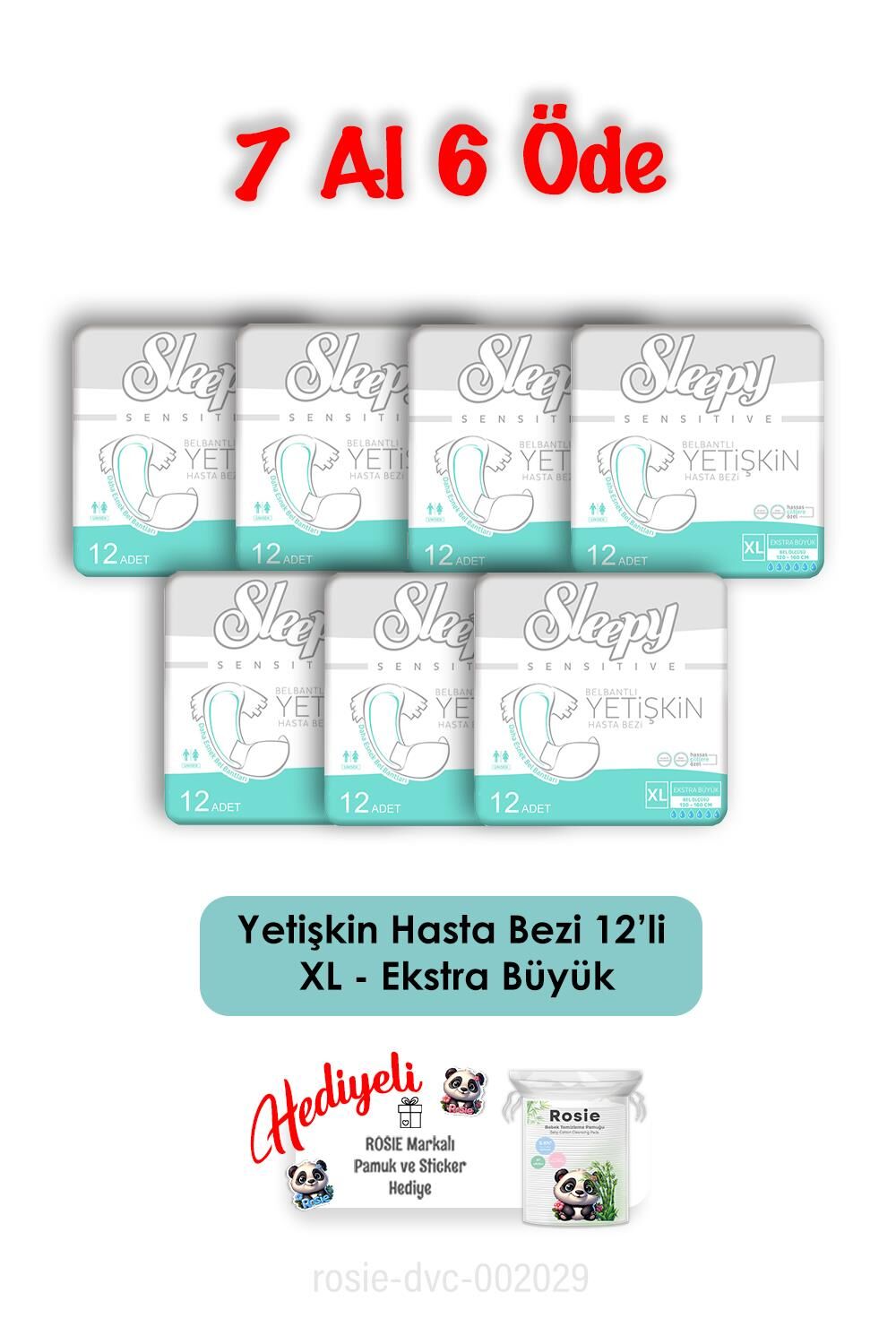 Sleepy XL Yetişkin Bezi 12'li 7 Al 6 Öde ve Rosie Hediyeli