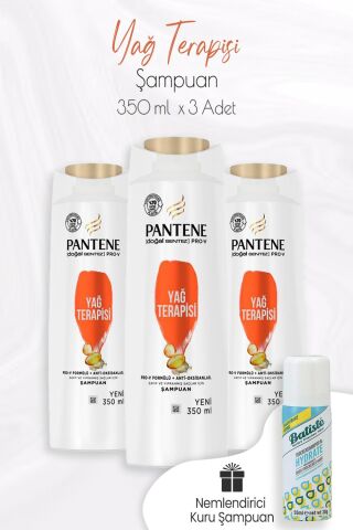 Pantene Şampuan Pro-V Doğal Sentez Yağ Terapisi 350 ml x 3 Adet ve Kuru Şampuan 50 ml