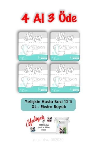 Sleepy XL Yetişkin Bezi 12'li 4 Al 3 Öde ve Rosie Hediyeli