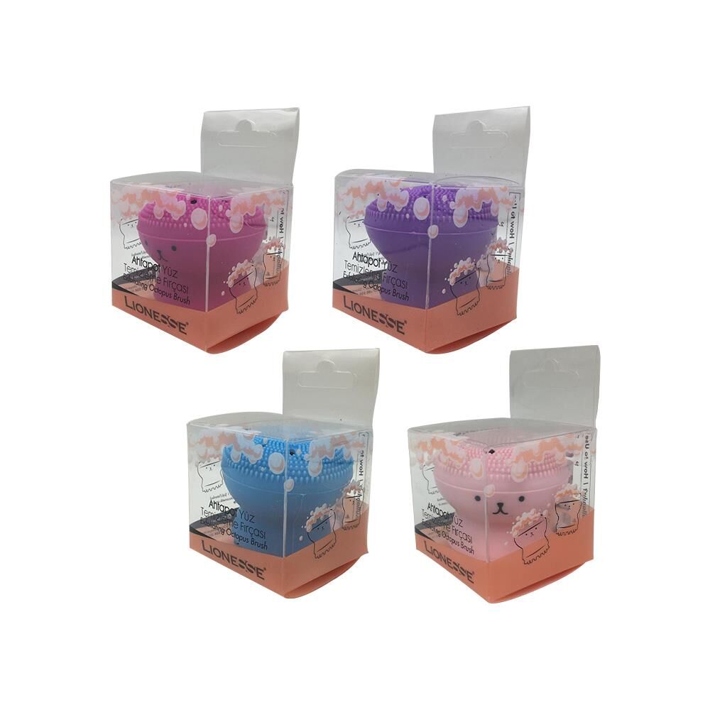 Tarko Lionesse Ahtapot Yüz Temizleme Fırçası - Koyu Pembe, Mavi, Mor ve Açık Pembe