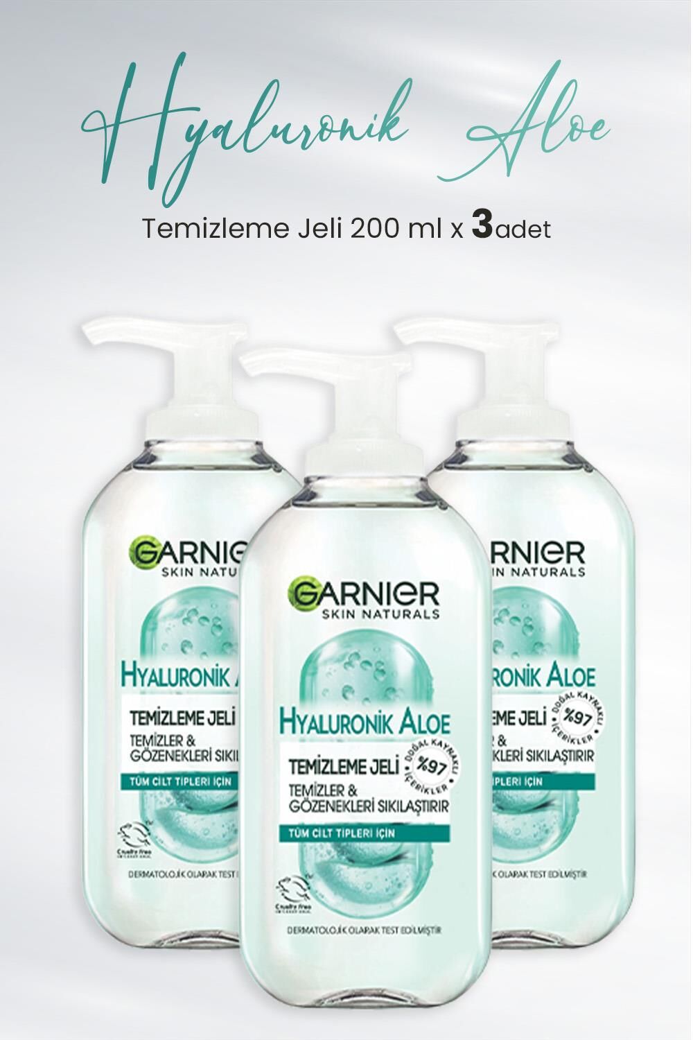 Garnier Temizleme Jeli Hyaluronik Aloe 200 ml x 3 Adet