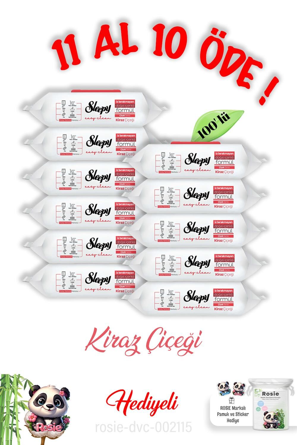 Sleepy 100' lü Kiraz Çiçeği 11 Al 10 Öde ve Rosie Pamuk