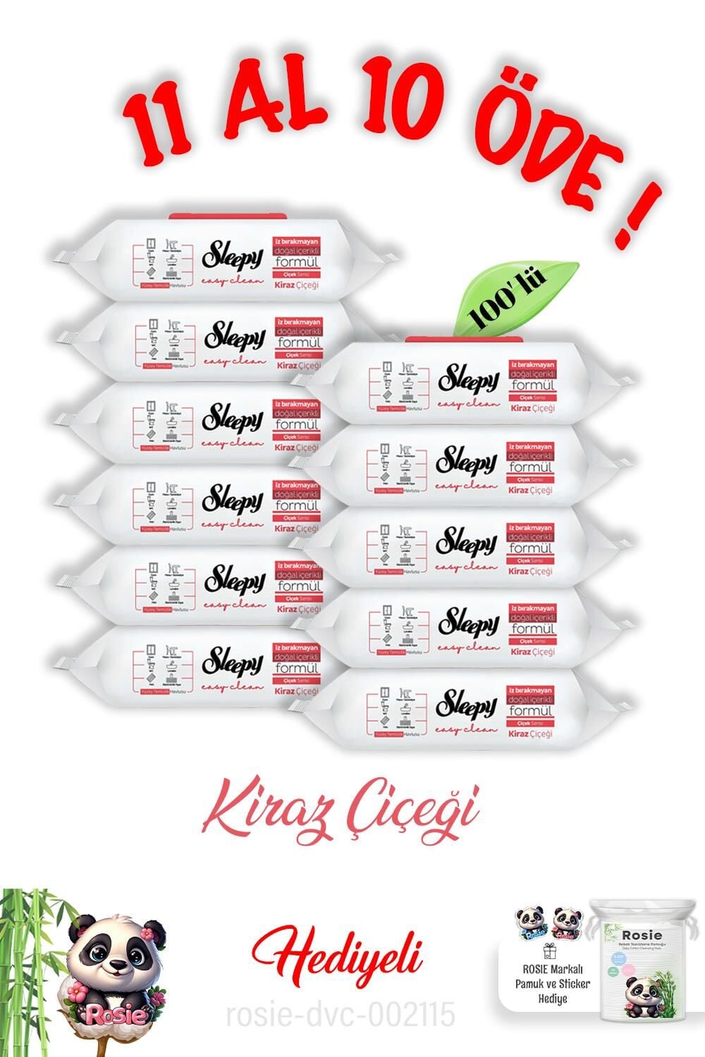 Sleepy 100' lü Kiraz Çiçeği 11 Al 10 Öde ve Rosie Pamuk