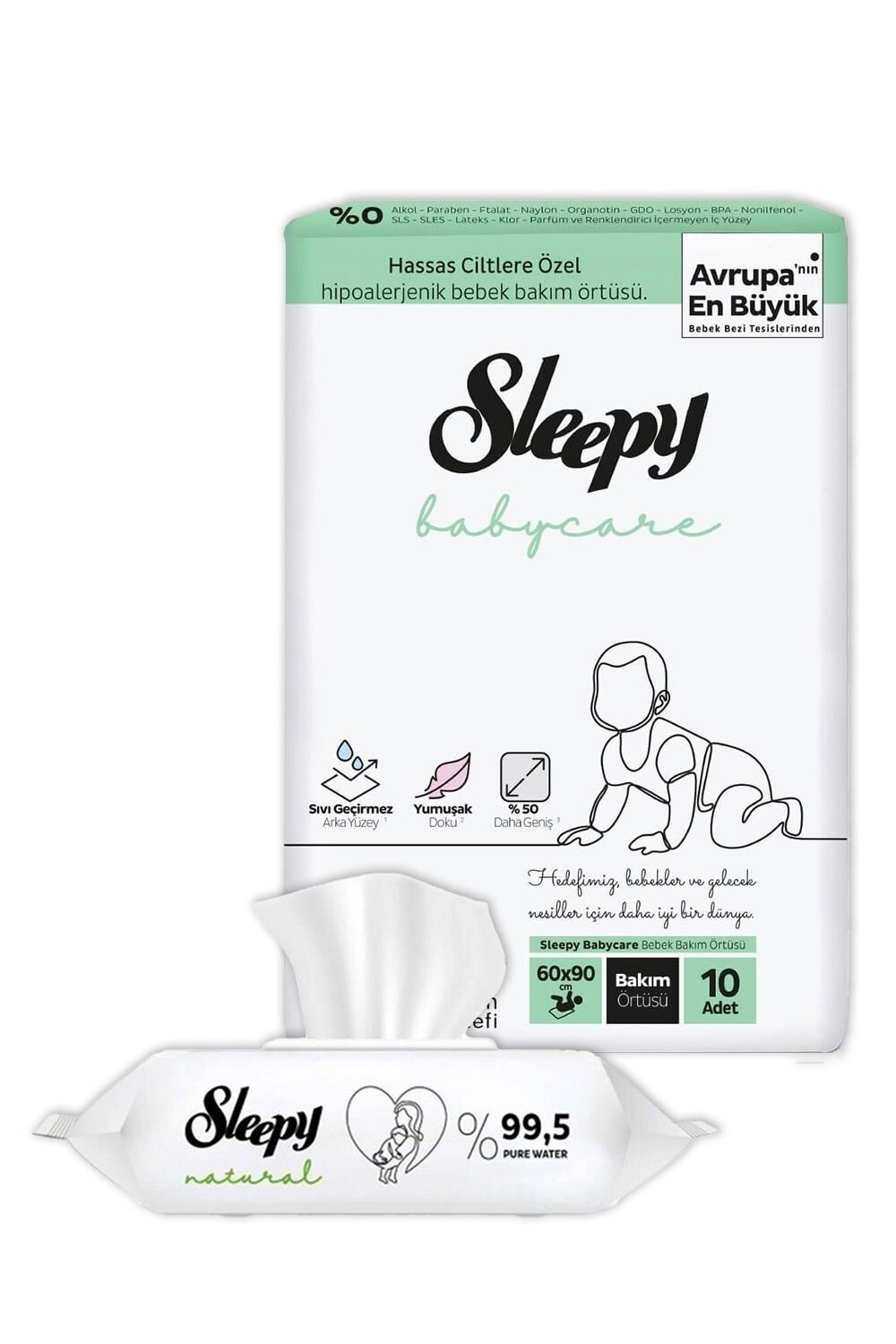 Sleepy Islak Mendil Yenidoğan 90 Yaprak ve Bakım Örtüsü 10' lu