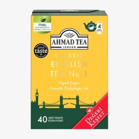 AHMAD TEA 40'lı Klasik English Tea No.1 Demlik Poşet Çay 80 G