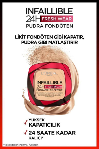 3 Adet Loreal Paris Infaillible 24H Pudra Fondöten 040 Cashmere ve ROSIE