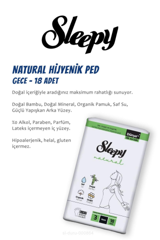 Sleepy Natural Ultra Hassas Hijyenik Ped  3'lü, Zeytinyağlı Mendil Cep Boy 25' li ve ROSIE