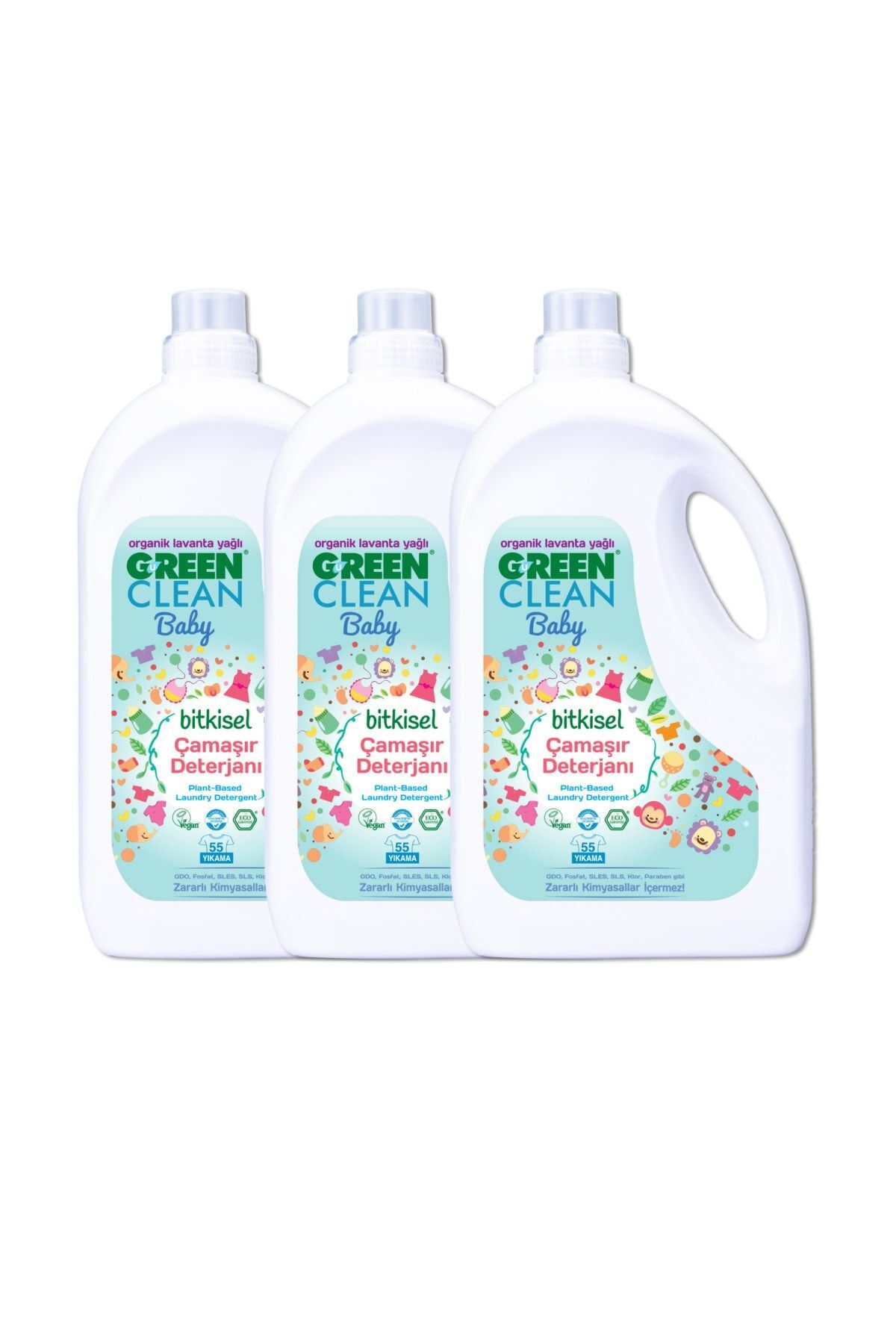 Green Clean Organik Lavanta Yağlı Baby Bitkisel Sıvı Çamaşır Deterjanı 2,75l 3'lü
