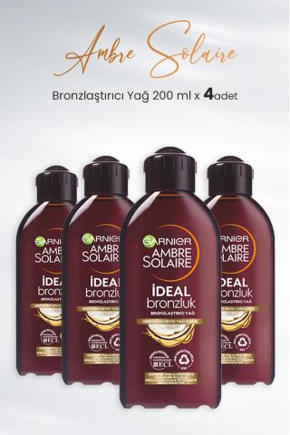 Garnier Ambre Solaire Bronzlaştırıcı Yağ Hindistan Cevizi 200 ml x 4 Adet