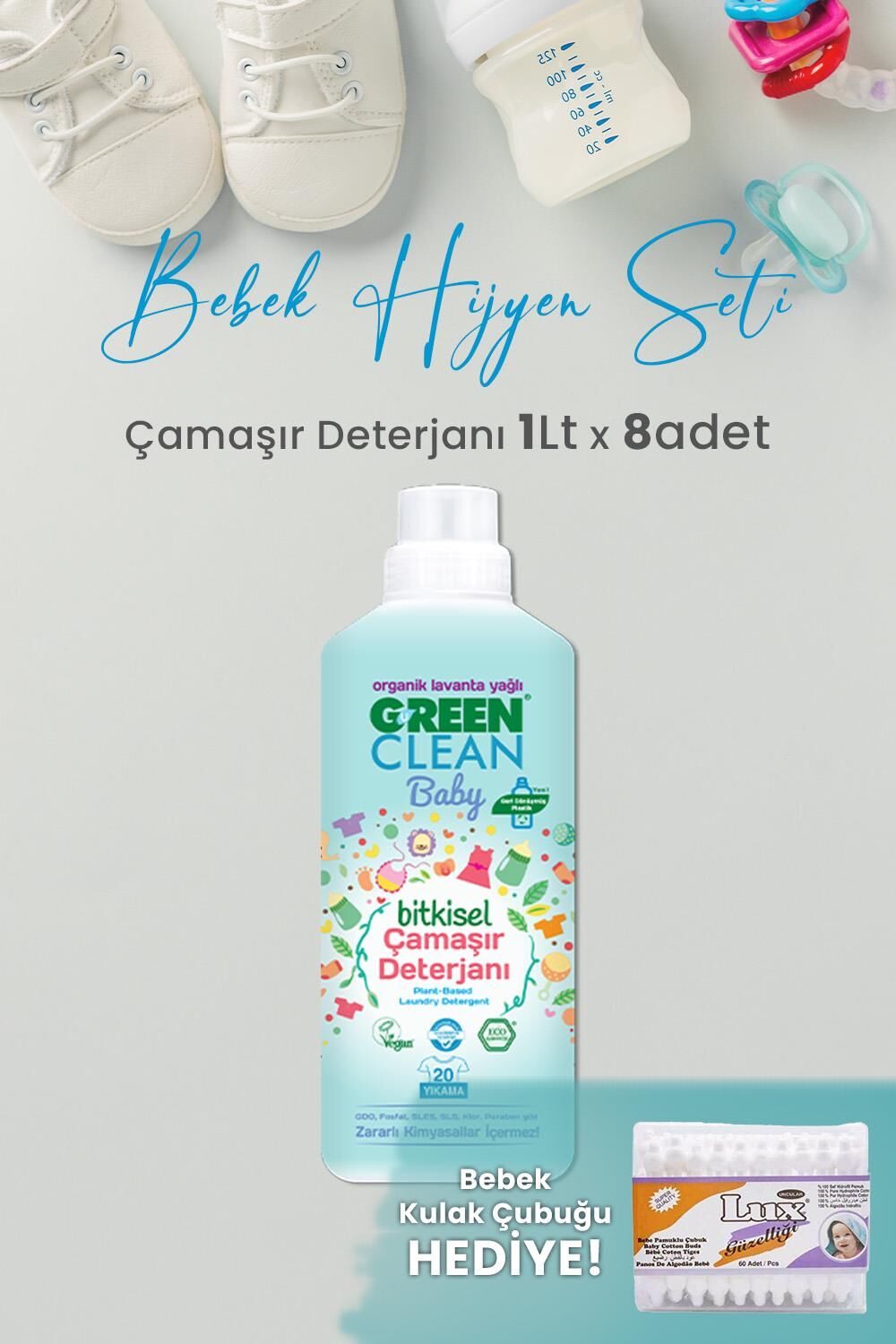 U Green Clean Baby Çamaşır Deterjanı 1 L x 8 Adet ve Hediyeli