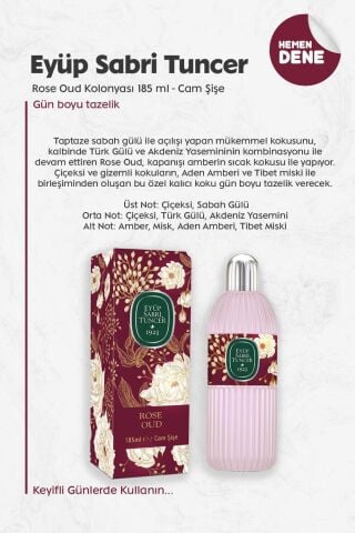 Eyüp Sabri Tuncer Rose Oud Kolonyası 185 ml - Cam Şişe
