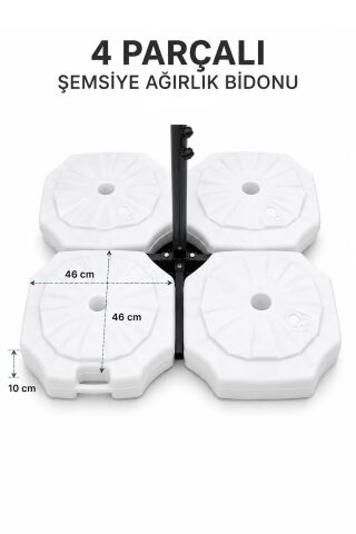 Makaralı Krem Bahçe Şemsiyesi 300 cm Çap / 8 Telli + 4'lü 20 lt Sabitleyici Bidon DAHİLDİR