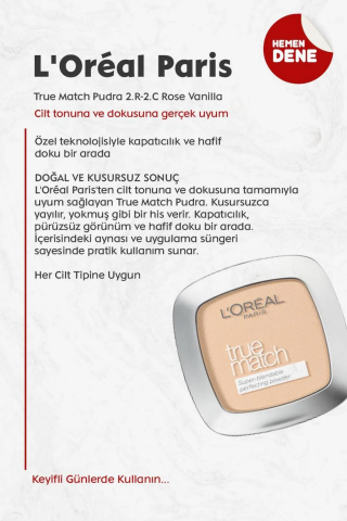 3 Adet Loreal Paris True Match Pudra 2.R-2.C Rose Vanilla ve ROSIE