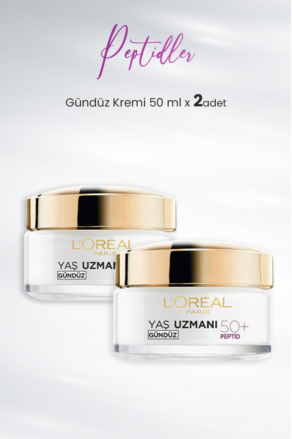 Loreal Paris Yaş Uzmanı Kırışıklık Karşıtı Gündüz Kremi 50+ Peptidler 50 ml x 2 Adet