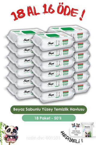 Sleepy Easy Clean 18 AL 16 ÖDE Yüzey Temizlik Havlusu 50' li ve ROSIE