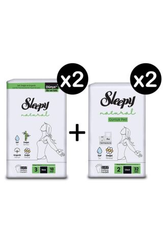 Natural Hijyenik Ped Gece 36 Adet Günlük Ped Uzun 64 Adet