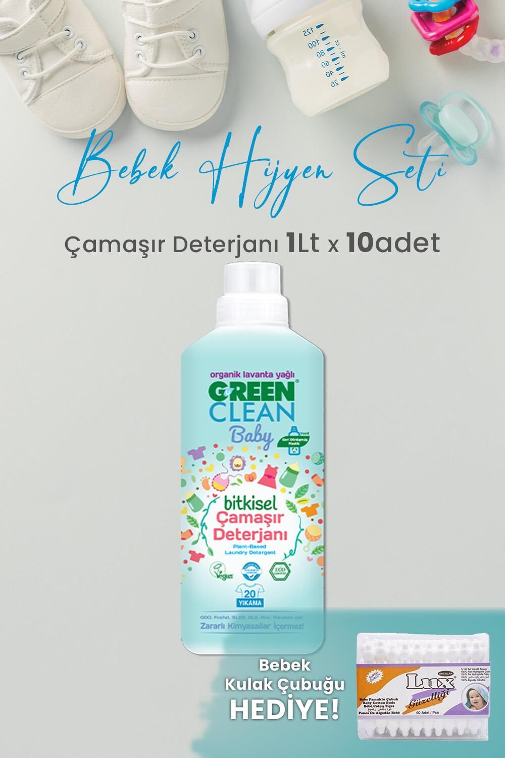 U Green Clean Baby Çamaşır Deterjanı 1 L x 10 Adet ve Hediyeli