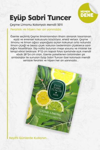 Eyüp Sabri Tuncer Çeşme Limonu Kolonyalı Mendil 50'li