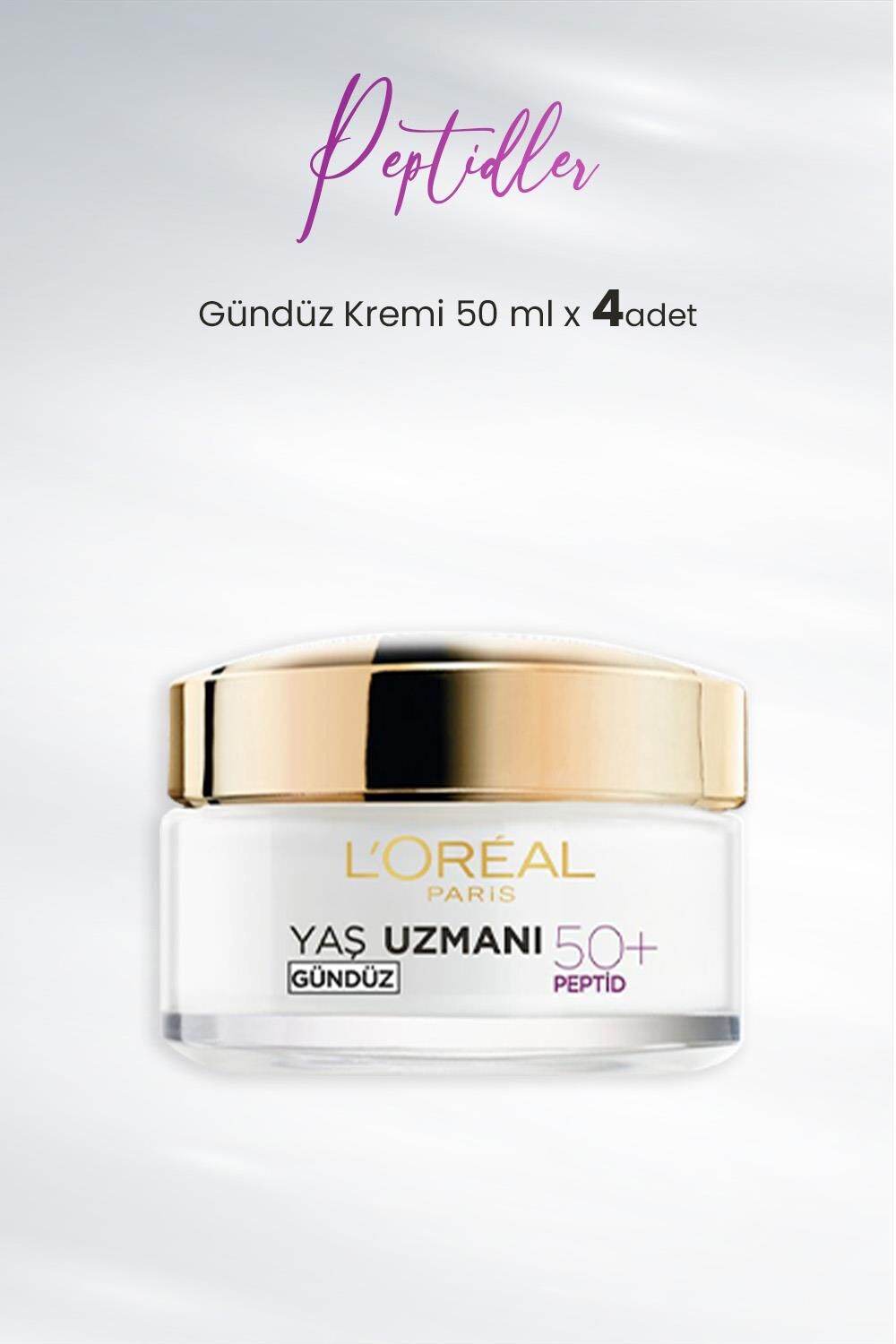 Loreal Paris Yaş Uzmanı Kırışıklık Karşıtı Gündüz Kremi 50+ Peptidler 50 ml x 4 Adet