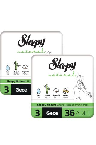 Natural Ultra Hassas Hijyenik Ped Gece 72 Adet Ped