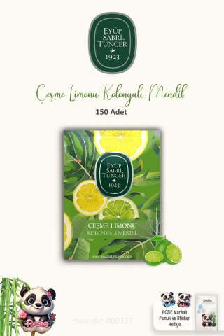 Eyüp Sabri Tuncer Kolonyalı Mendil 3 Paket 50'li Çeşme Limonu ve Pamuk ROSIE