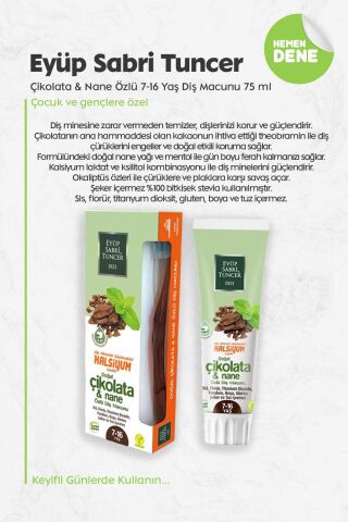 Eyüp Sabri Tuncer Çikolata & Nane Özlü 7-16 Yaş Diş Macunu 75 ml