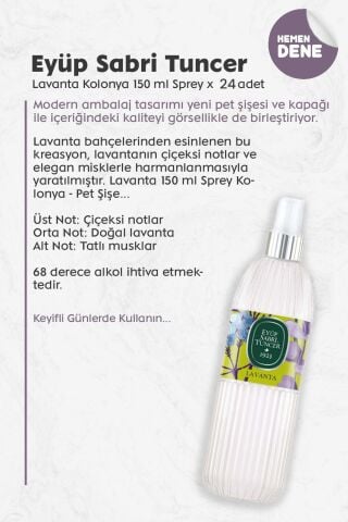 Eyüp Sabri Tuncer Lavanta Kolonyası 150 ML x 24 adet
