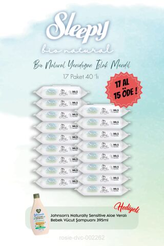 17 Al 15 Öde Yenidoğan Islak Havlu 40'lı ve Johnson Bebe Vücut Şampuan Hediye