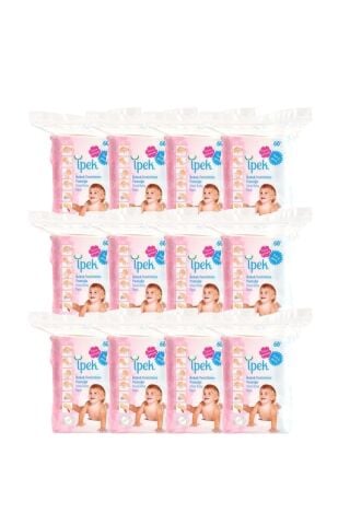 İpek Maxi Bebek Temizleme Pamuğu 60'lı 12 Paket