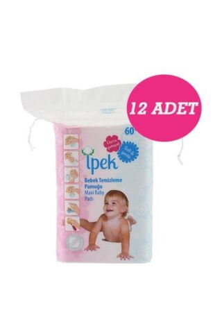 İpek Maxi Bebek Temizleme Pamuğu 60'lı 12 Paket