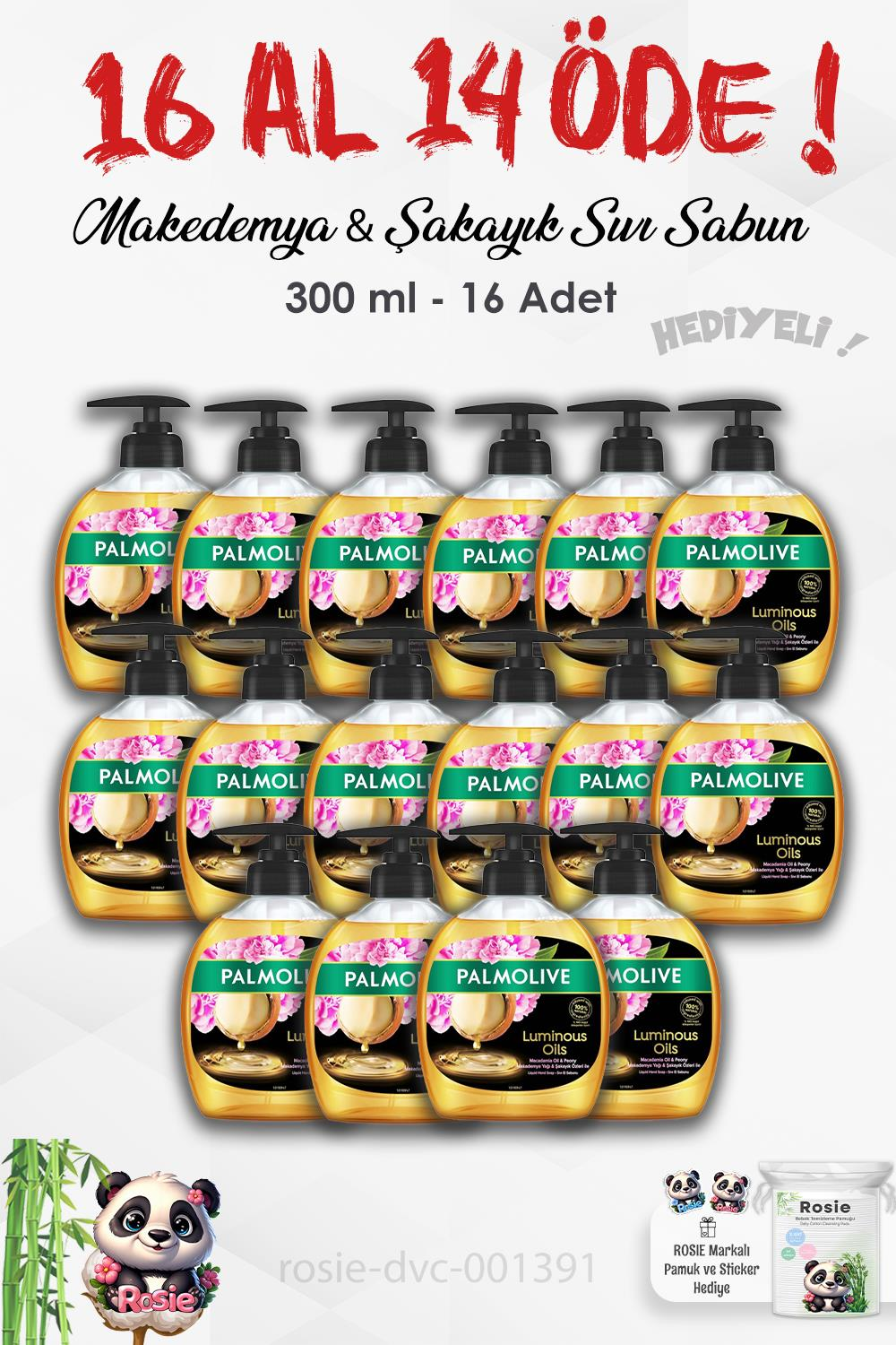 Palmolive 16 AL 14 ÖDE Luminous Oils Makedemya & Şakayık Sıvı Sabun 300 ml ve ROSIE