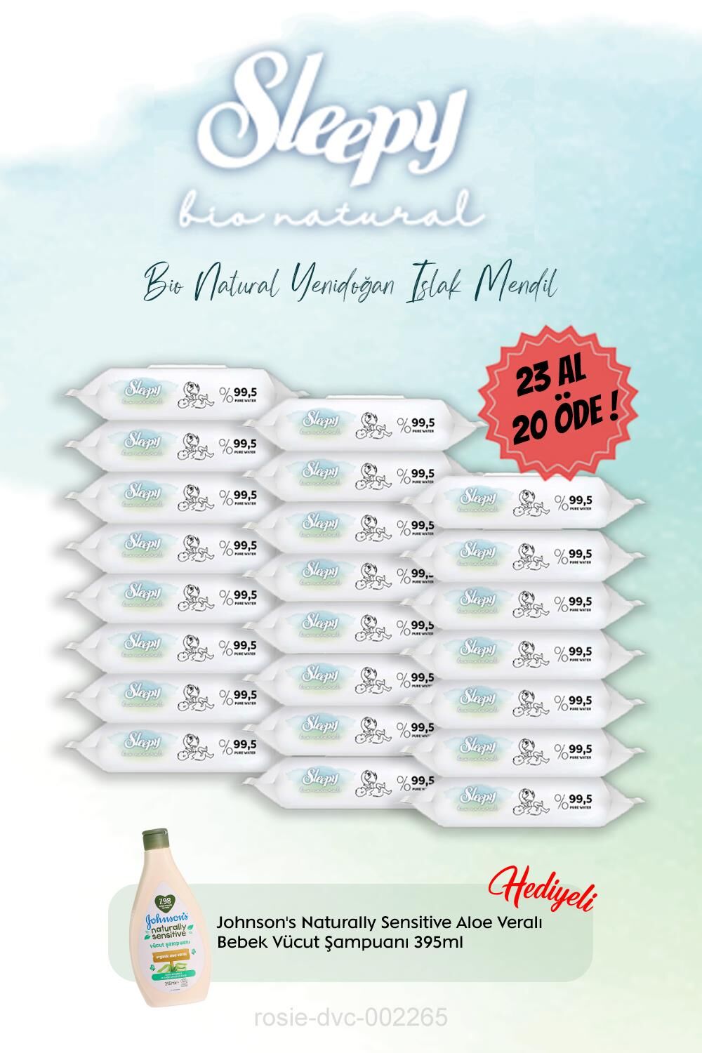 23 Al 20 Öde Yenidoğan Islak Havlu 40'lı ve Johnson Bebe Vücut Şampuan Hediye