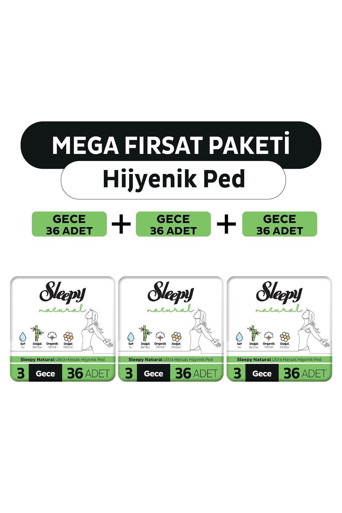 Natural Ultra Hassas Hijyenik Ped Mega Fırsat Paketi Gece 108 Adet