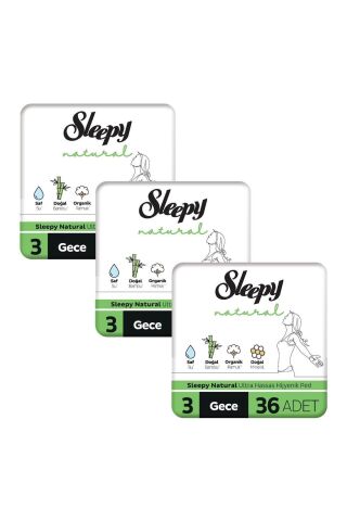 Natural Ultra Hassas Hijyenik Ped Mega Fırsat Paketi Gece 108 Adet