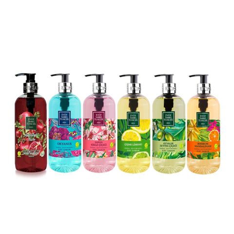 Eyüp Sabri Tuncer Sıvı Sabun Seti Ayvalık Zeytin Çiçeği, Çeşme Limonu, Japon Kiraz Çiçeği, Okyanus, Bodrum Mandalinası, Antalya Narı 500 ML