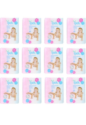 İpek Maxi 60 Adet Bebek Temizleme Pamuğu 12 Li Paket