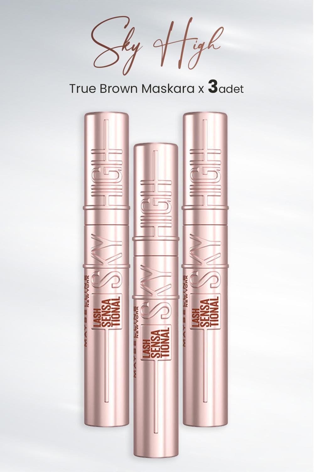 Maybelline New York Maskara Sky High True Brown x 3 Adet
