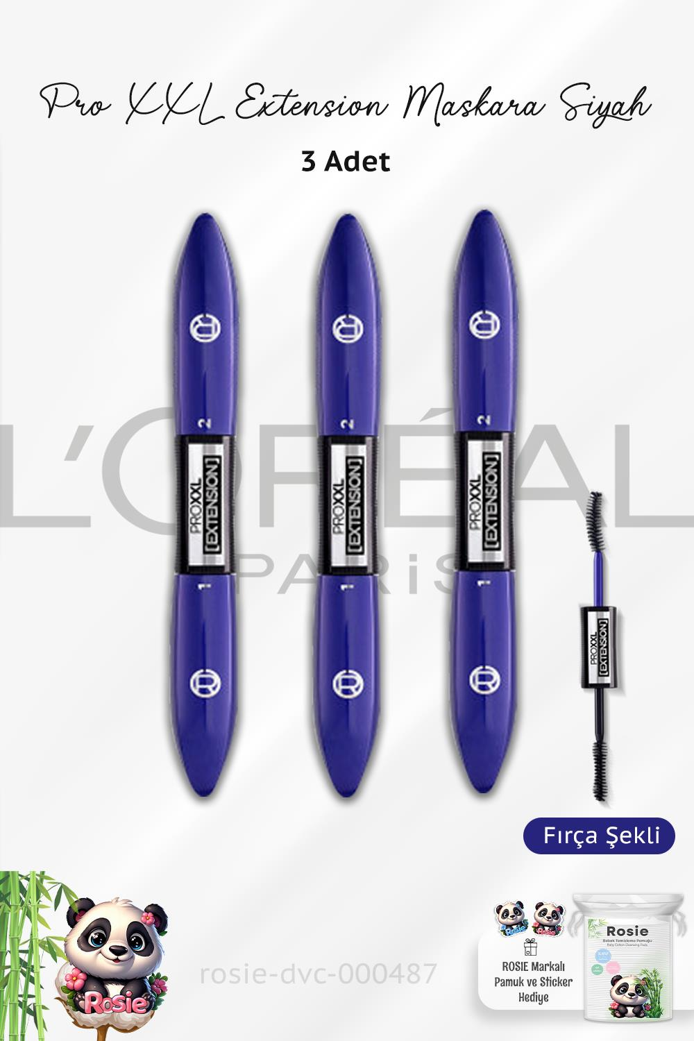 3 Adet Loreal Paris Pro XXL Extension Maskara Siyah ve ROSIE