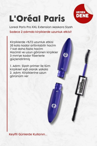 3 Adet Loreal Paris Pro XXL Extension Maskara Siyah ve ROSIE