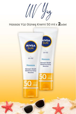 Nivea Sun Spf50 Hassas Yüz Güneş Kremi 50 ml x 2 Adet